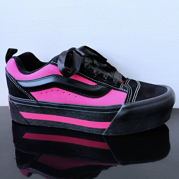 Vans Shoes - Vans Women's Knu Stack Suede Platform in Striking Combination Black / Fuchsia